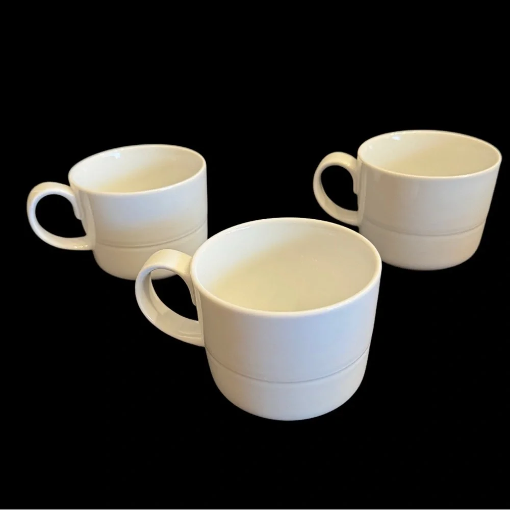 LOT of 3 Crate & Barrel by Aaron Probyn Cups Mugs Hue White Dinner 3 1/4